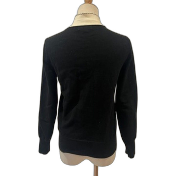 J.ING Black Cream Sweater Neck Tie Bow Wool Blend Small - Picture 2 of 9